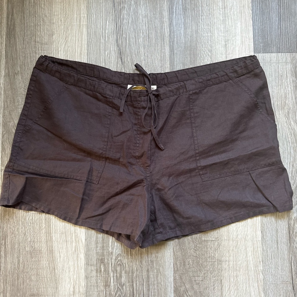 Women’s Linen Casual Drawstring Shorts - Brown